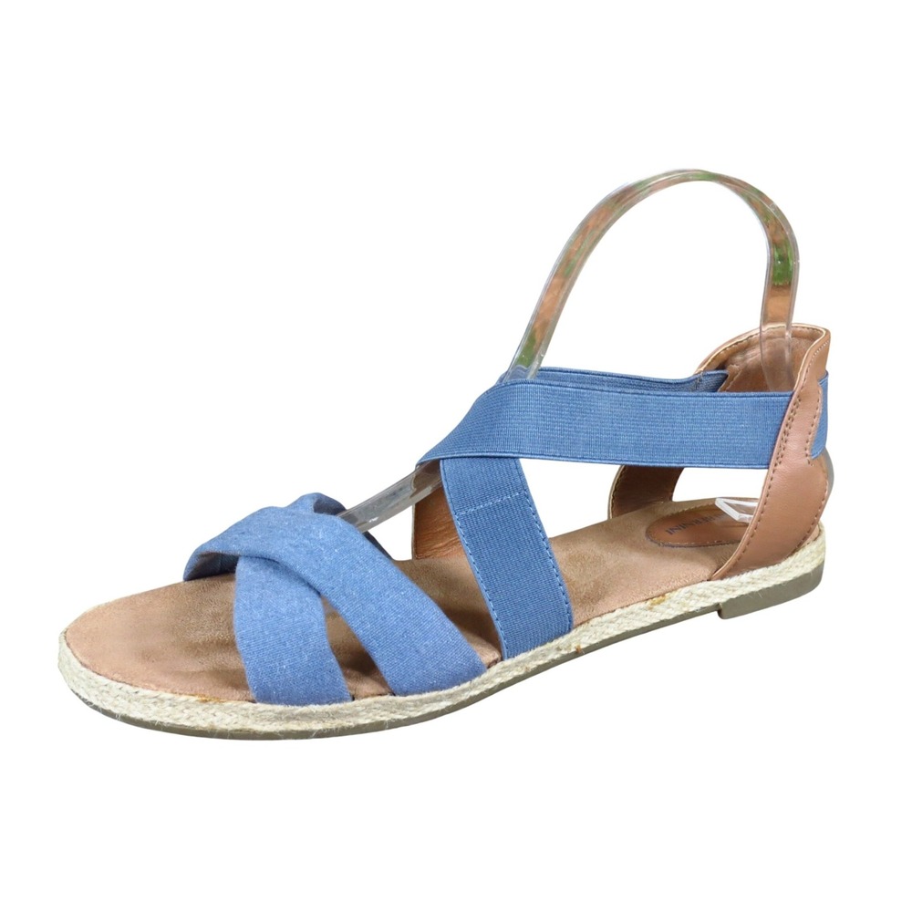 Gianni Bini Colbey Womens Espadrille Flat Sandal Size 9 Casual Blue Tan Textile